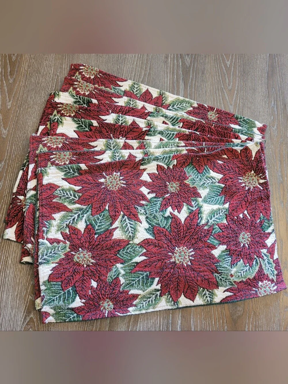 Holiday Poinsettia Jacquard Placemats